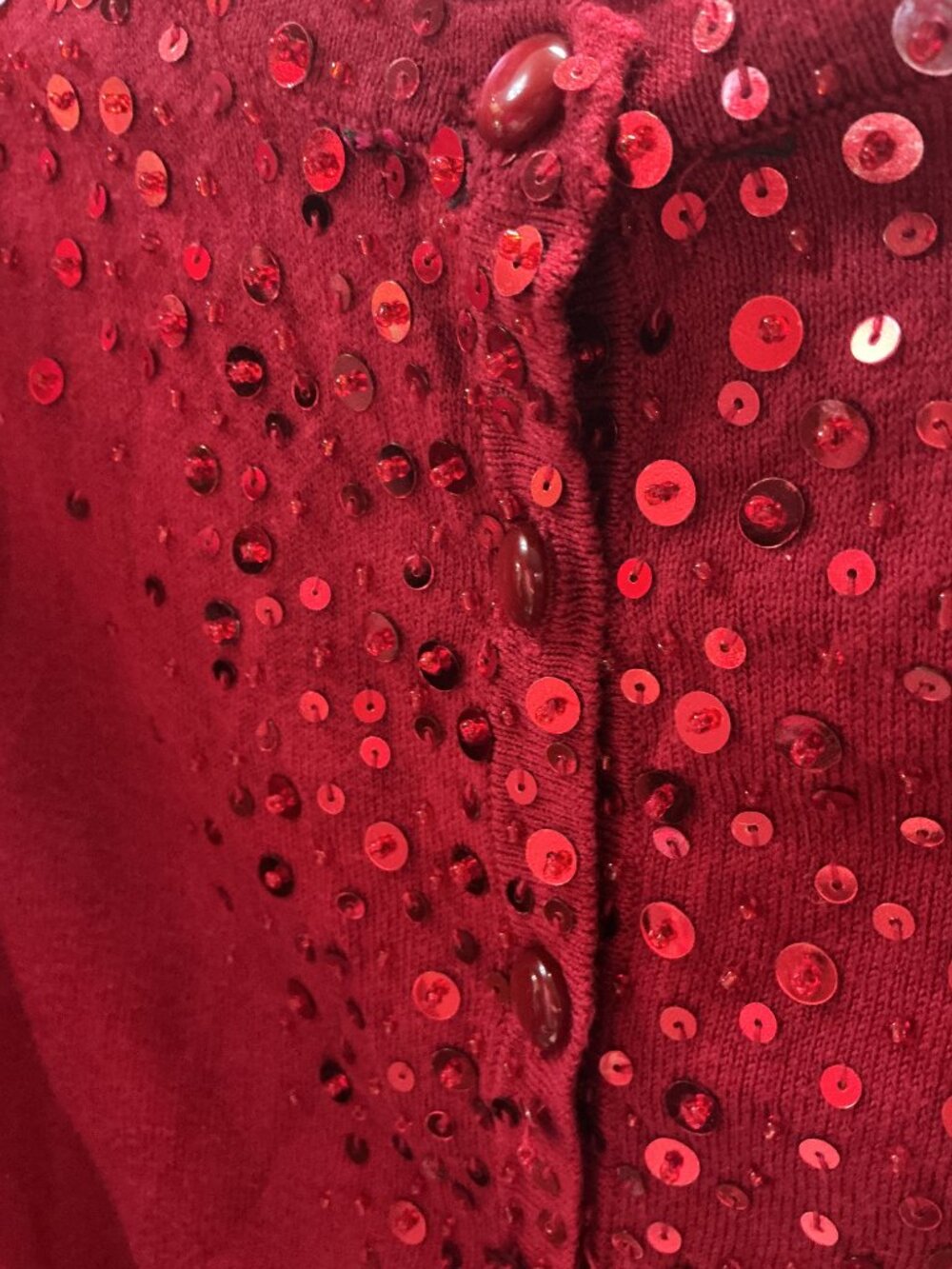 APT. 9 Red Sequin Embellished Button Front Cardigan Sweater Size M - Picture 10 of 13